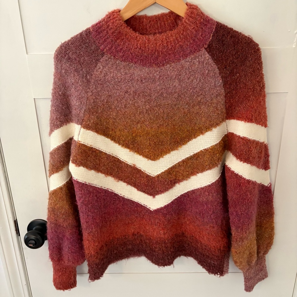 Molly Bracken Tie and Dye Chevron Sweater. Size Medium.